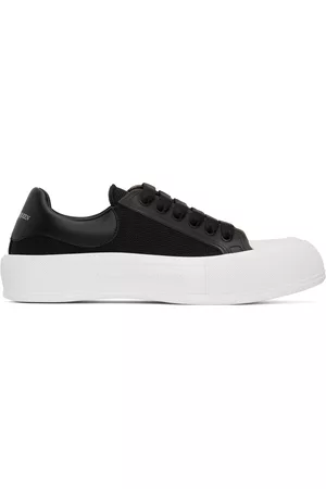 Alexander McQueen Men Casual Shoes - Black & White Deck Plimsoll Sneakers