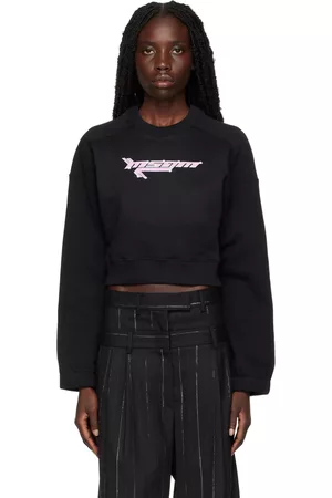 Msgm Women Sweatshirts - Black Graphic Sweatshirt