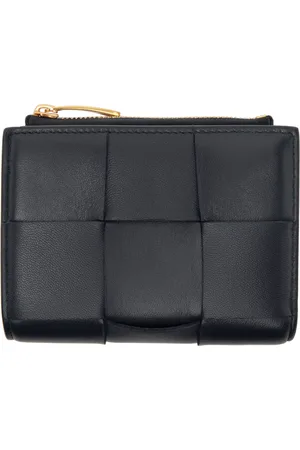 Bottega Veneta Navy Small Bi-Fold Zip Wallet