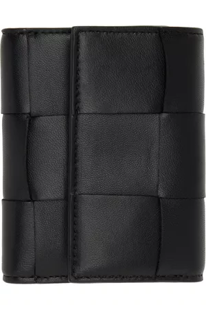 Bottega Veneta Black Trifold Zip Wallet