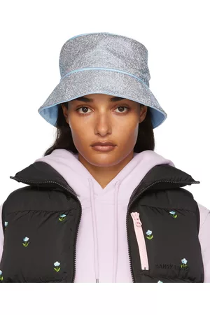 KARA Blue Crystal Mesh Bucket Hat