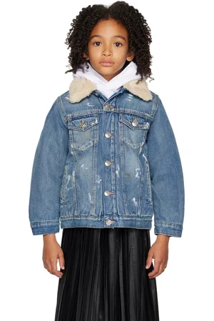 Embroidered denim jacket with hot sale shearling