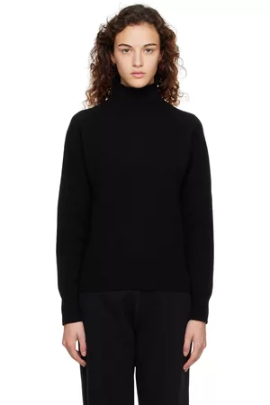 Sunspel Women Turtlenecks - Black Funnel Neck Sweater