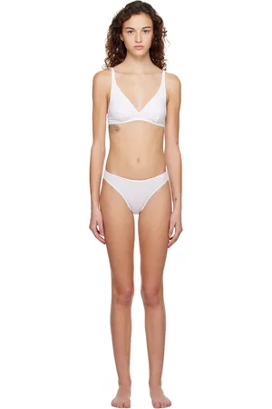 Sunspel Women Bras - White Cotton Bra & Briefs