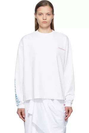 Reebok Women Long Sleeve Polo Shirts - White Cotton T-Shirt
