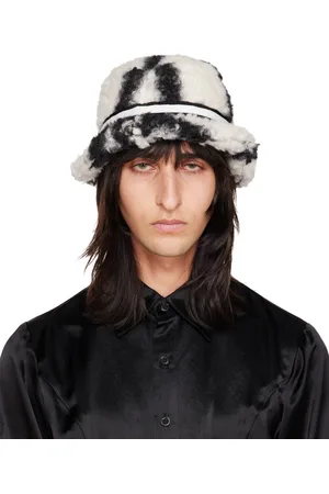 Anna Sui Men Hats - SSENSE Exclusive White & Black Windowpane Bucket Hat