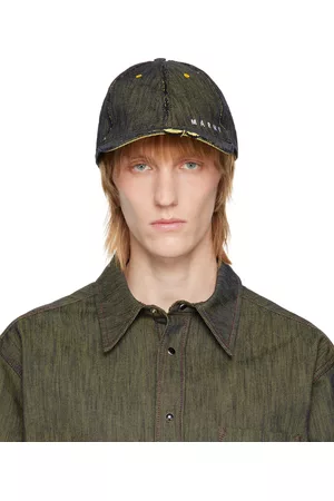Marni Green & Yellow Distressed Denim Cap