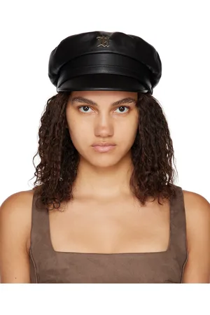 MISBHV Women Caps - Black Monogram Leather Cap