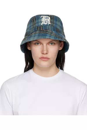 R13 Women Hats - Blue Check Bucket Hat