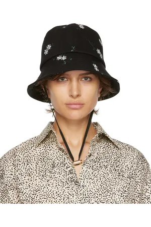 Erdem Black Embroidered Denim Bucket Hat