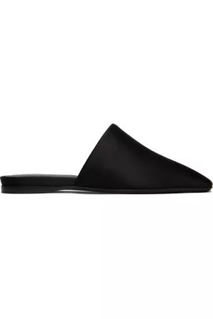 Max Mara Women Flip Flops - Black Satin Slippers