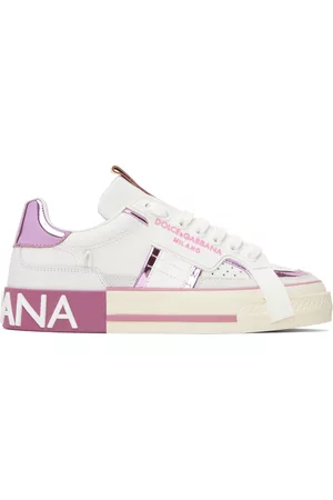 Dolce & Gabbana Women High Top Sneakers - White & Pink 2.Zero Sneakers