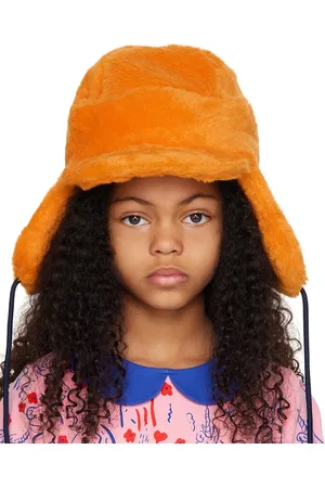 Mini Rodini Kids Orange Faux-Fur Reversible Hat