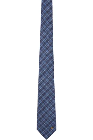 Gucci Blue Silk & Wool Double G Tie