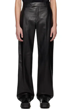 Alexander McQueen Black Grained Leather Pants