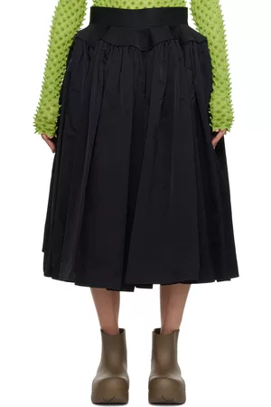 Bottega Veneta Black Gathered Midi Skirt
