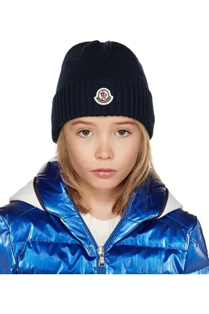 Moncler Kids Navy Patch Beanie