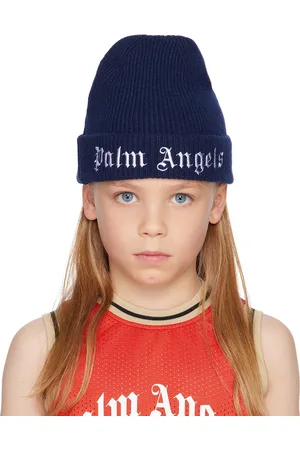 Palm Angels Beanies - Kids Navy Embroidered Beanie