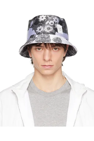 Thom Browne Men Hats - Gray Jacquard Bucket Hat