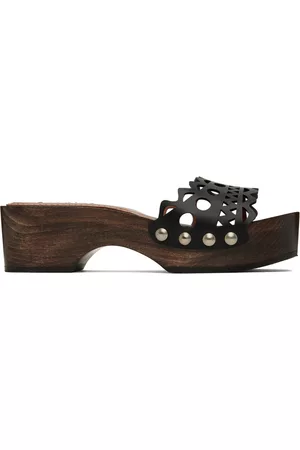 Alaïa Black Wooden Flat Clogs