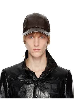 Courrèges Brown Faux-Leather Logo Cap