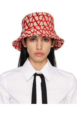 VALENTINO GARAVANI Women Hats - Red & Beige 'Toile Iconographe' Bucket Hat