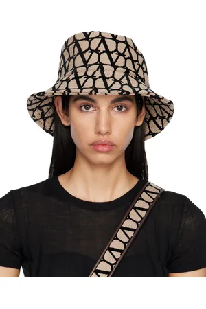 VALENTINO GARAVANI Women Hats - Black & Beige 'Toile Iconographe' Bucket Hat