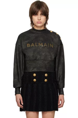 Balmain Black Cropped Sweatshirt