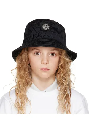 Stone Island Hats - Kids Black Logo Bucket Hat