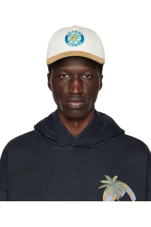 Rhude Men Caps - Off-White & Tan Embroidered Cap