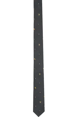 Thom Browne Gray Classic Birds And Bees Tie