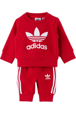 adidas Baby Red Crewneck Sweatsuit
