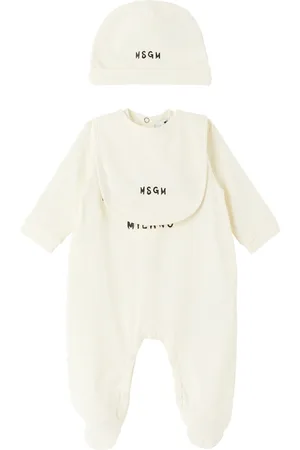 Msgm Beanies - Baby Off-White Three-Piece Set