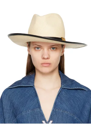 VALENTINO GARAVANI Beige Vlogo Chain Beach Hat