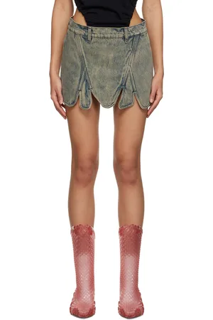 Y / PROJECT Beige Tudor Denim Miniskirt