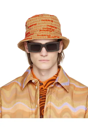 Jacquemus Beige & Orange Le Raphia 'Le Bob Bordado' Bucket Hat