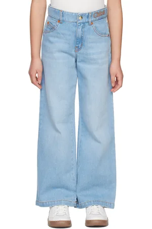 Chloé Kids Blue Embroidered Jeans