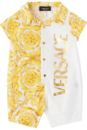 VERSACE Baby White & Yellow Barocco Bodysuit