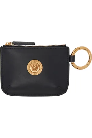 VERSACE Black Leather Coin Pouch