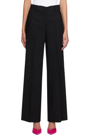 Msgm Women Pants - Black Straight Trousers