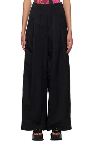 DRIES VAN NOTEN Black Wide-Leg Trousers