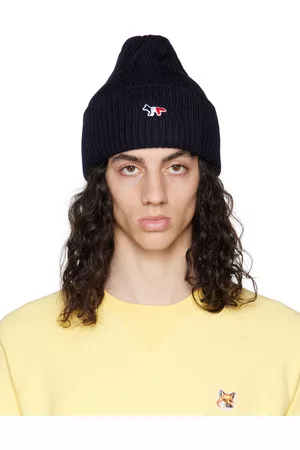 Maison Kitsuné Navy Tricolor Fox Patch Beanie