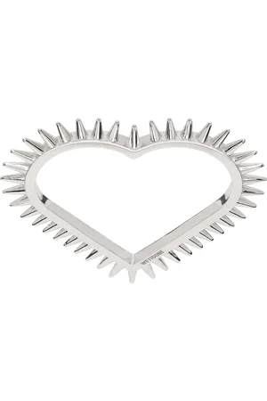 We11 Done Silver Spike Heart Double Ring