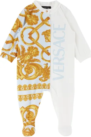 VERSACE Baby White & Blue Barocco Jumpsuit
