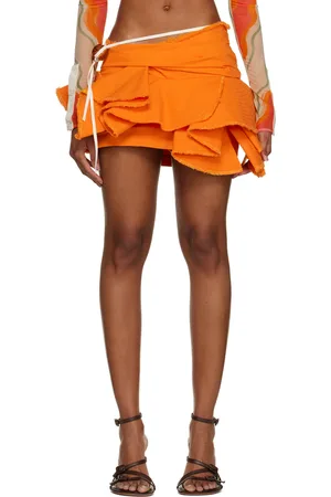 Orange ruffle outlet mini skirt