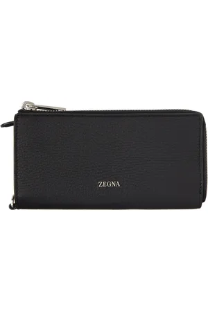 Z Zegna Black Zip Continental Wallet