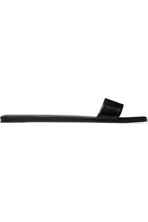 The Row Black Lambskin Flat Sandals