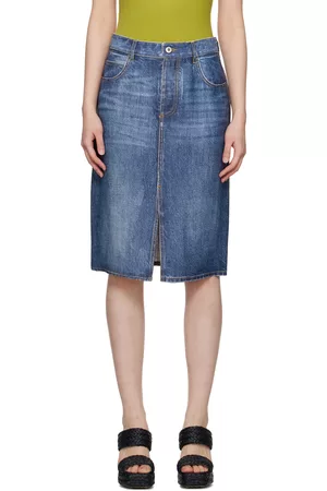 Bottega Veneta Blue Printed Midi Skirt