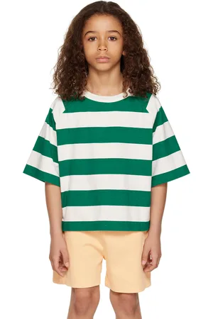 Daily Brat Kids Green & Off-White Striped T-Shirt