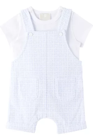Givenchy Baby White & Blue T-Shirt & Overalls Set